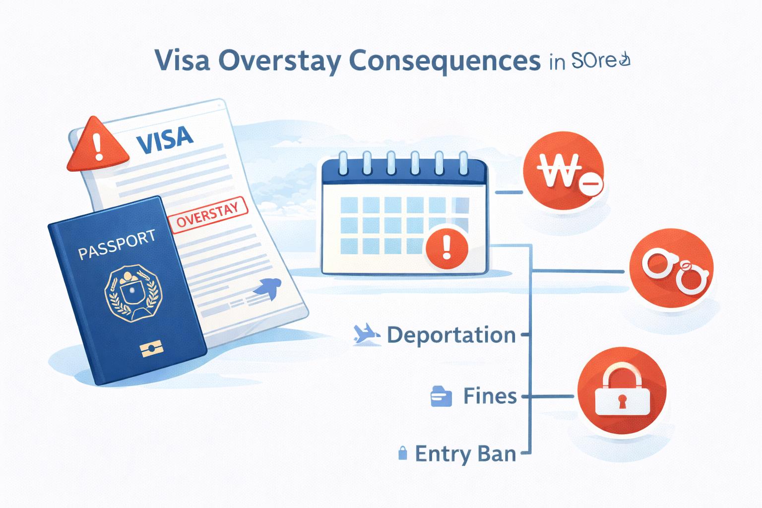 Infographic explaining visa overstay penalties in South Korea