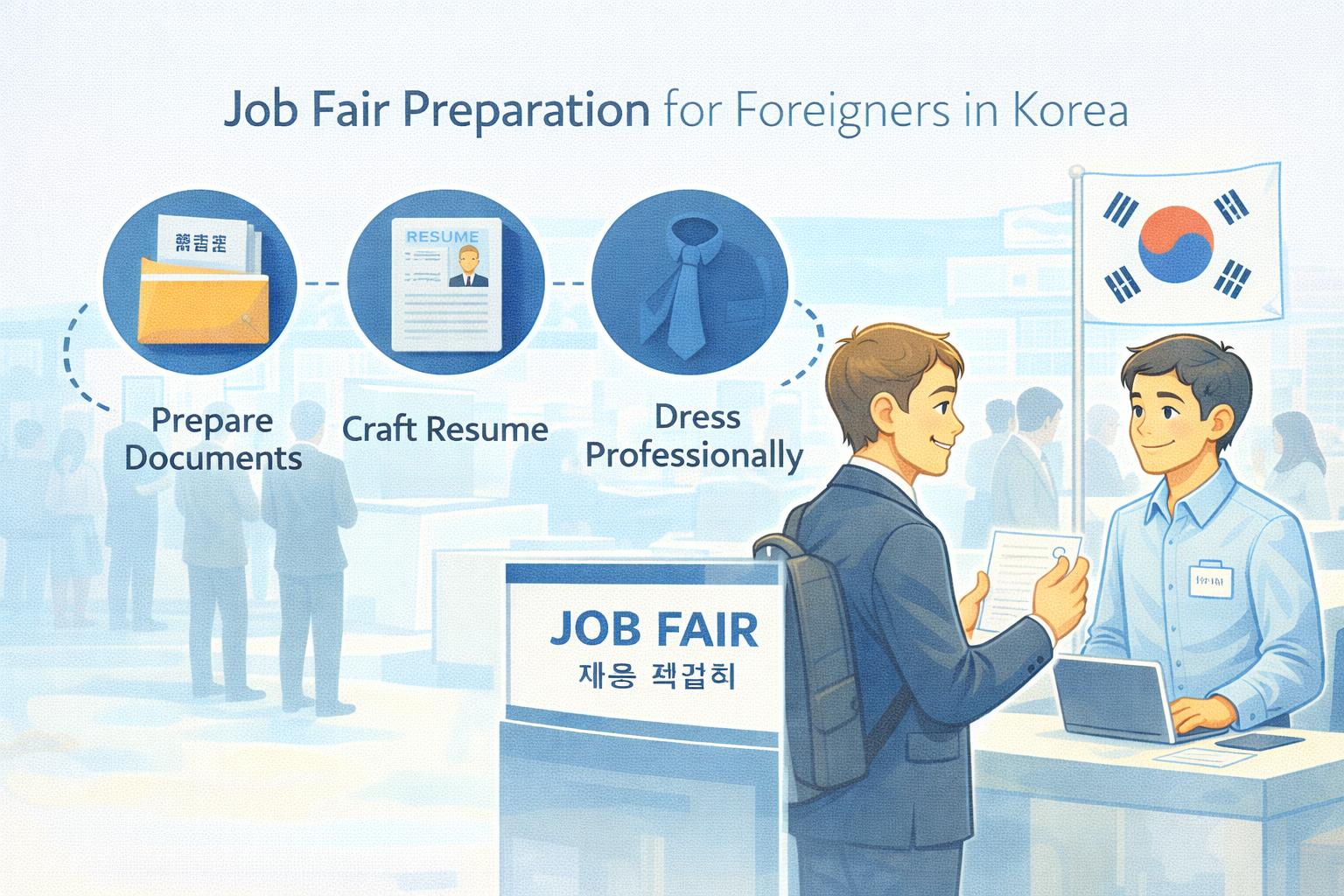 Infographic showing job fair strategy for foreigners in Korea