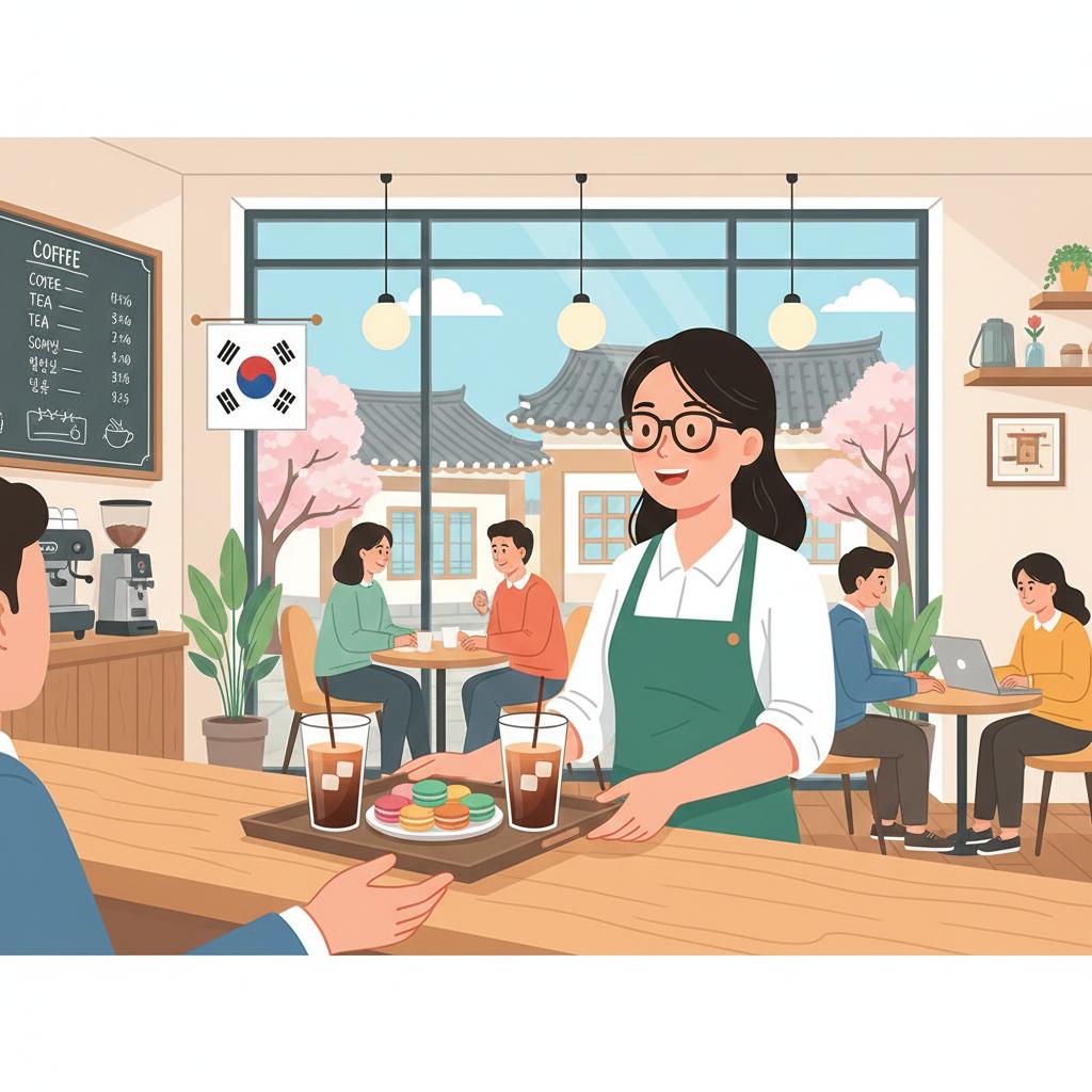 Illustration of an international student working part-time in Korea