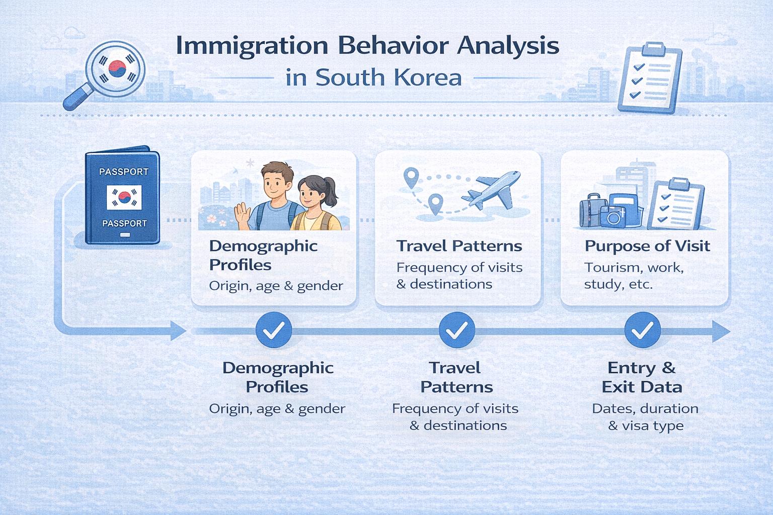 Infographic showing behavior pattern monitoring by Korean immigration