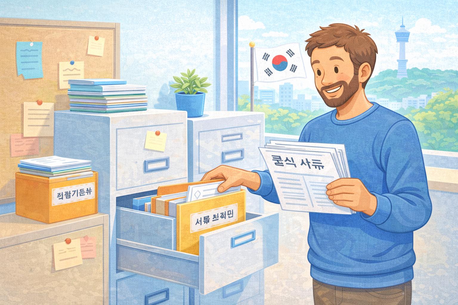 Illustration showing exit record tracking for tourists in Korea