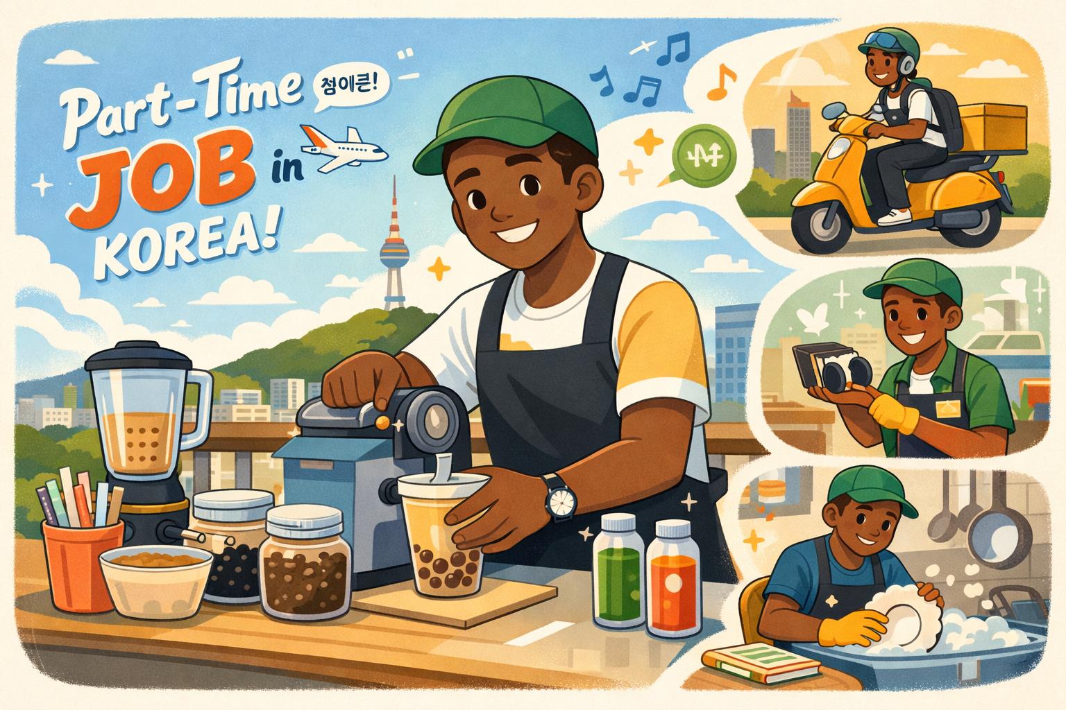 Infographic explaining part-time work rules for international students in Korea