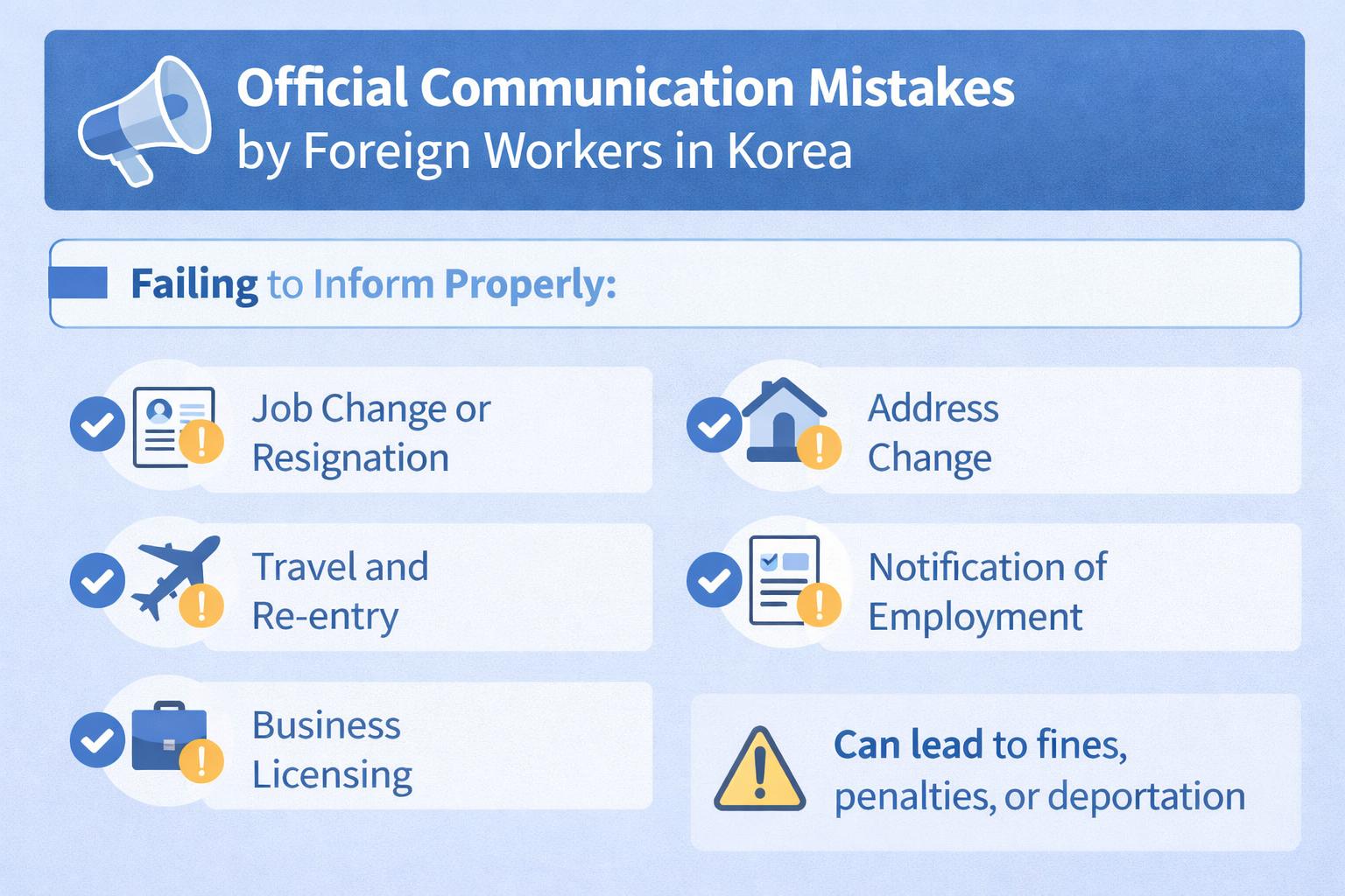 Infographic explaining workplace reporting deadlines for foreign workers in Korea
